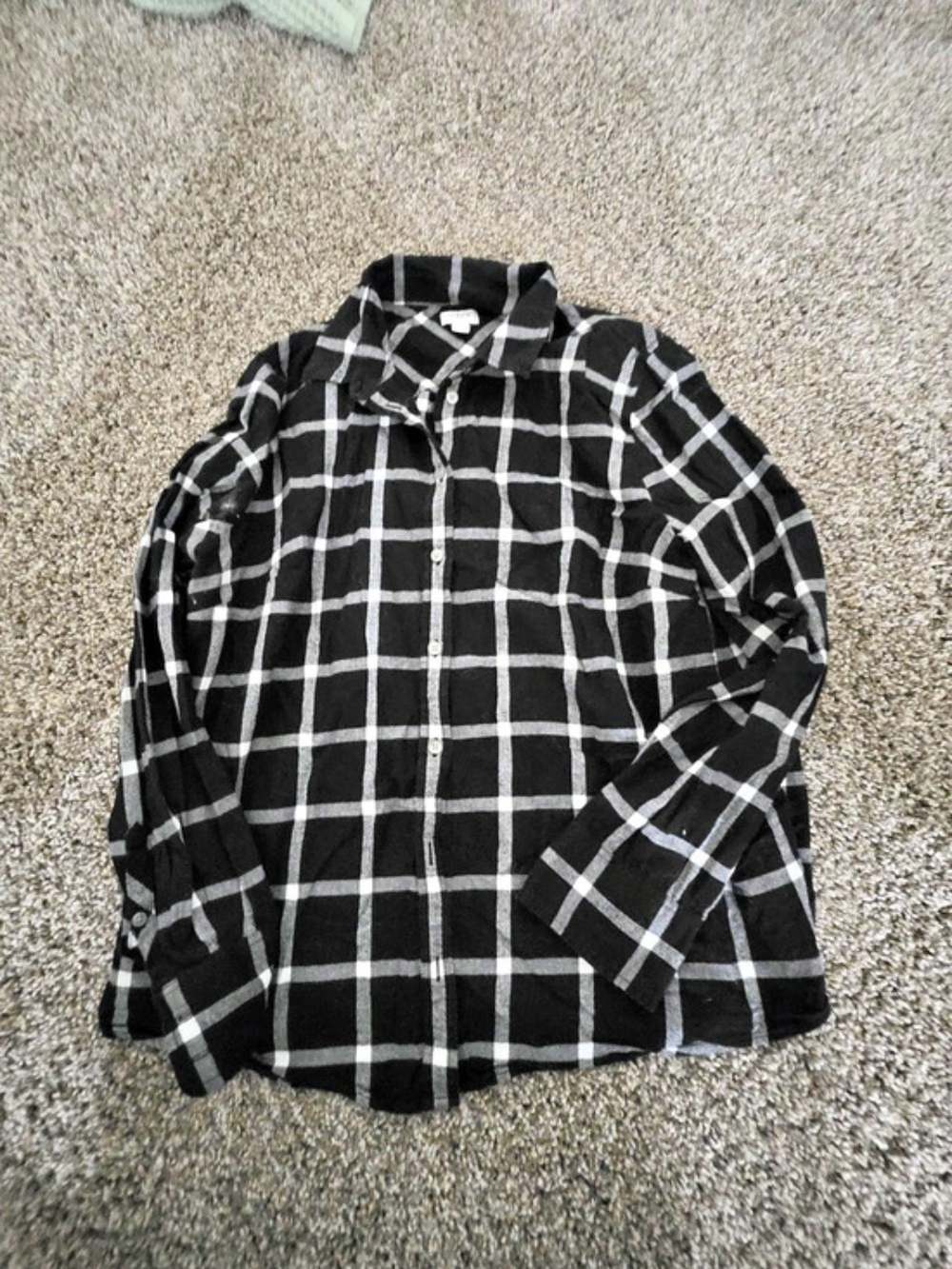 J.Crew Plaid Button Down Shirt Black & Gray Extra Large